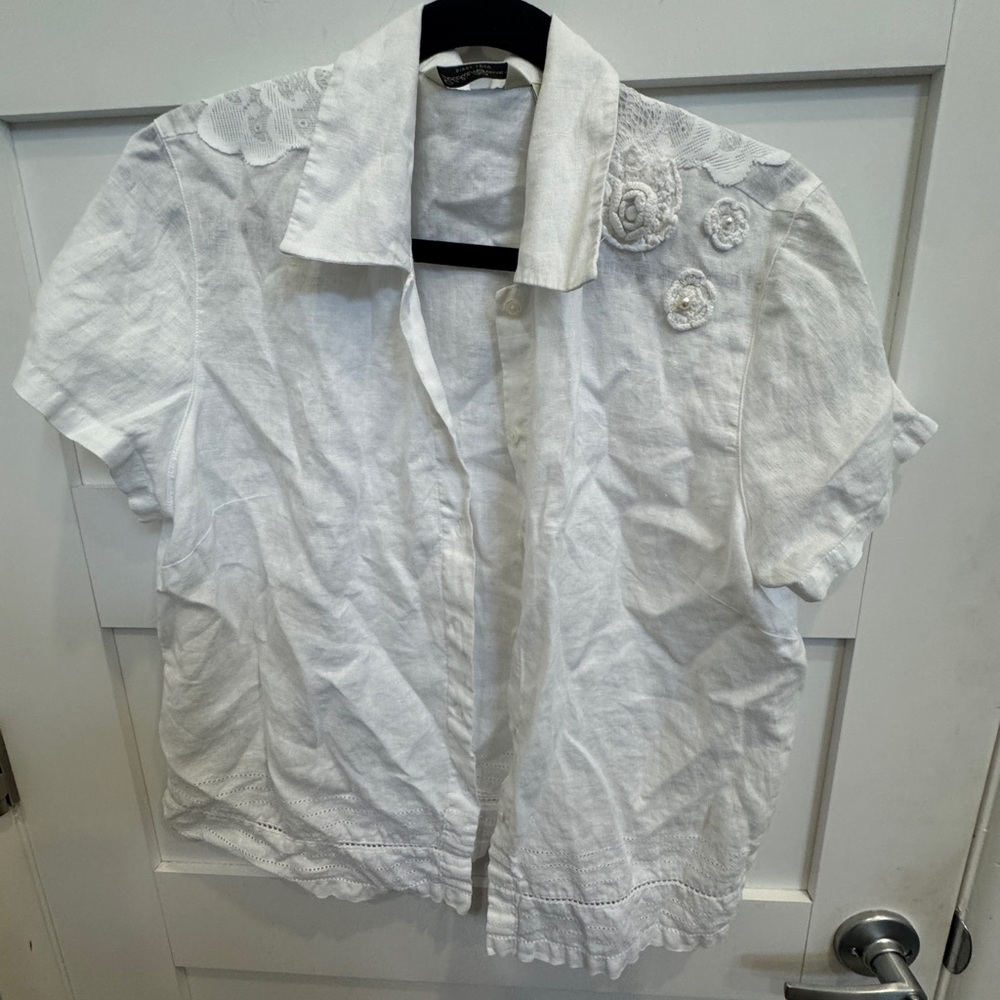 Eddie Bauer Ivory Floral Button Down Shirt
